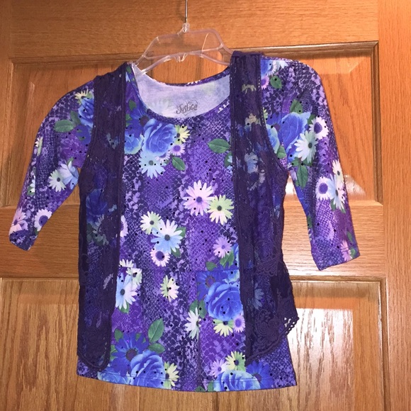Cute Justice top with attached lace jacket - Picture 1 of 2